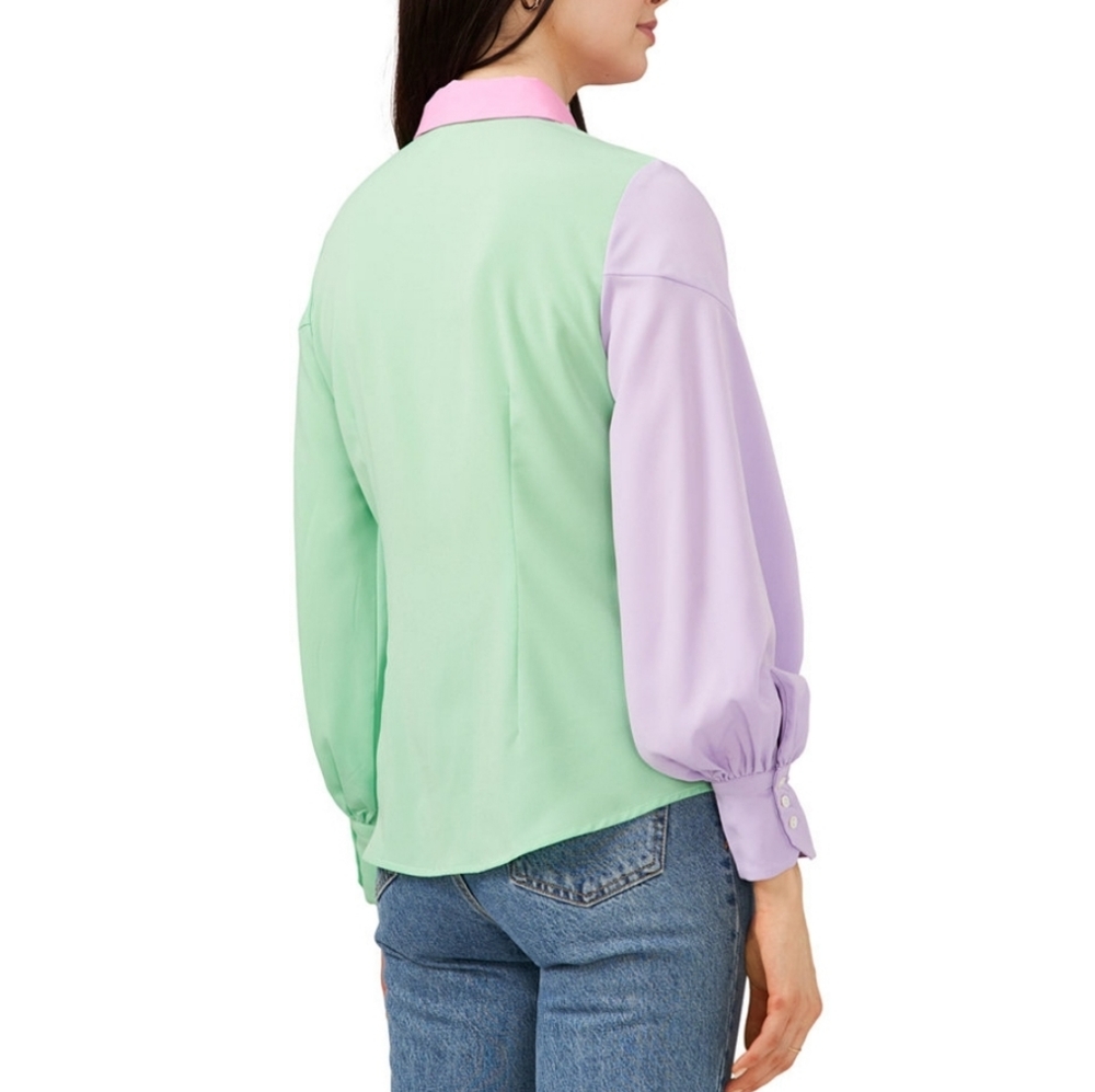 🔥Riley & Rae Colorblocked Tie-Neck Blouse - Picture 8 of 17